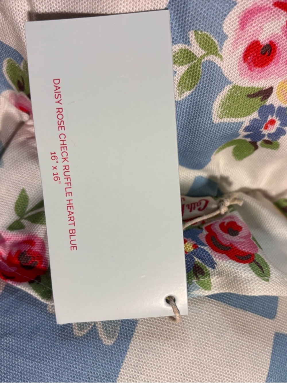 Cath Kidston DAISY ROSE CHECK RUFFLE HEART BLUE throw pillows set of 2 NWT - Picture 11 of 12